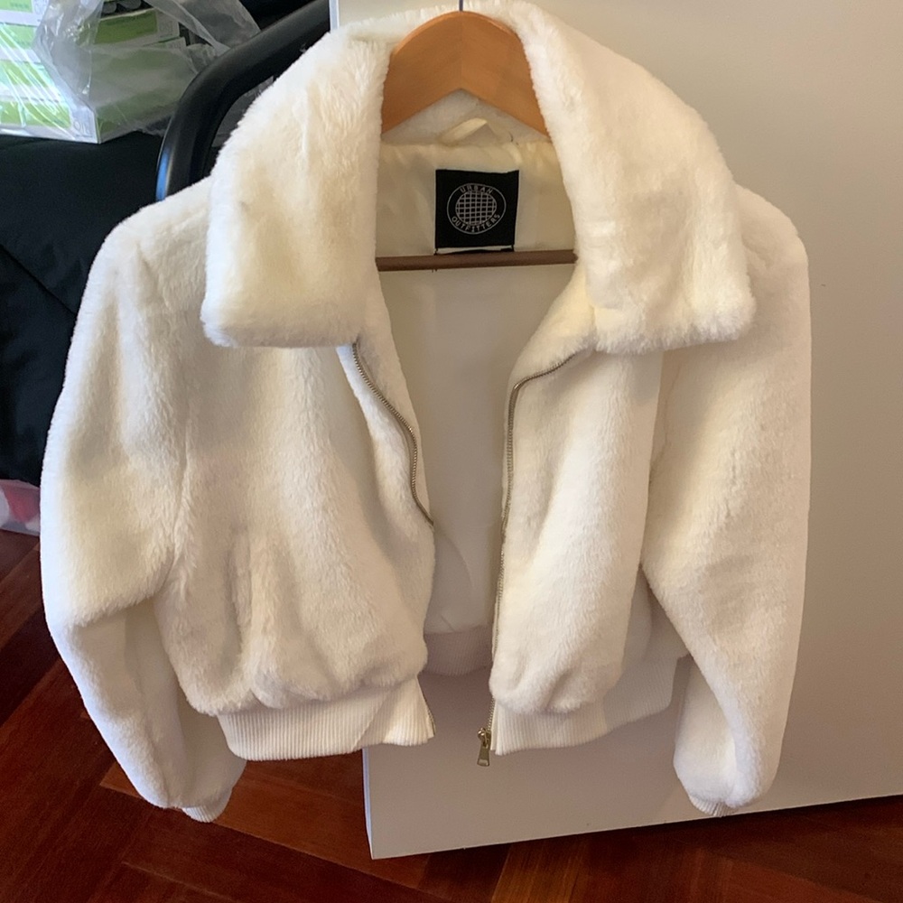 Faux fur coat.